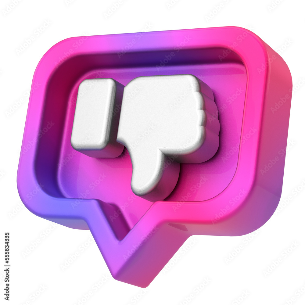3D dislike icon. 3D illustration.