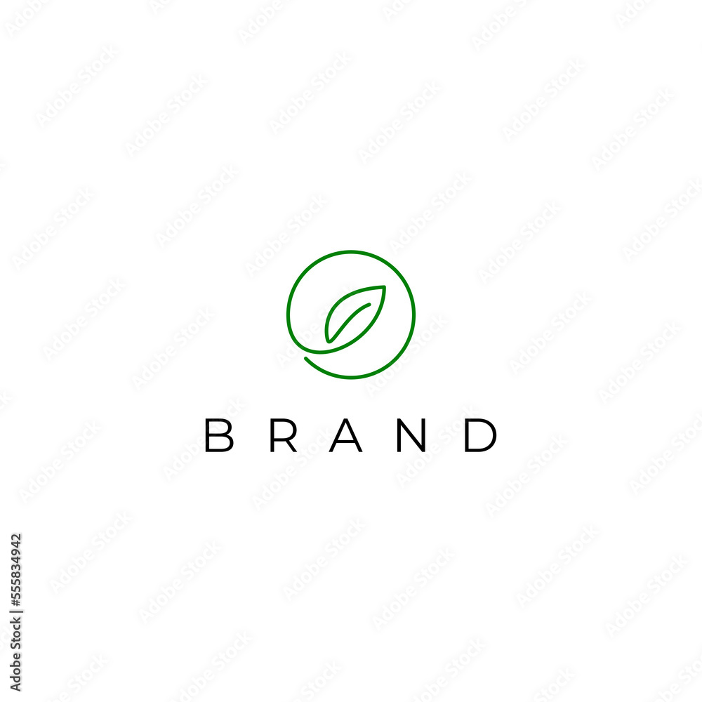 Letter O leaf logo design template