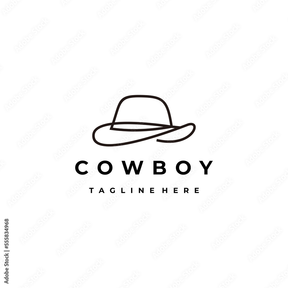 Cowboy Fedora hat line art style logo design Stock Vector | Adobe Stock