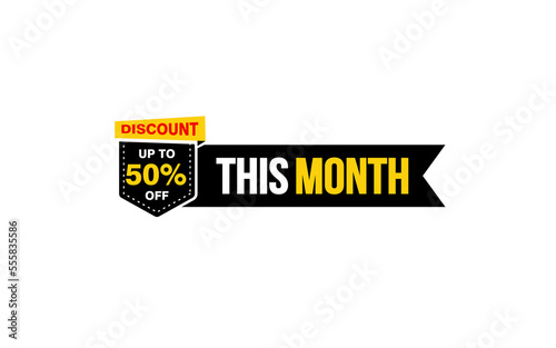 50 Percent discount offer, clearance, promotion banner layout with sticker style.   © D'Graphic Studio