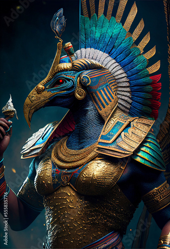 Egyptian God Horus in golden Costumes