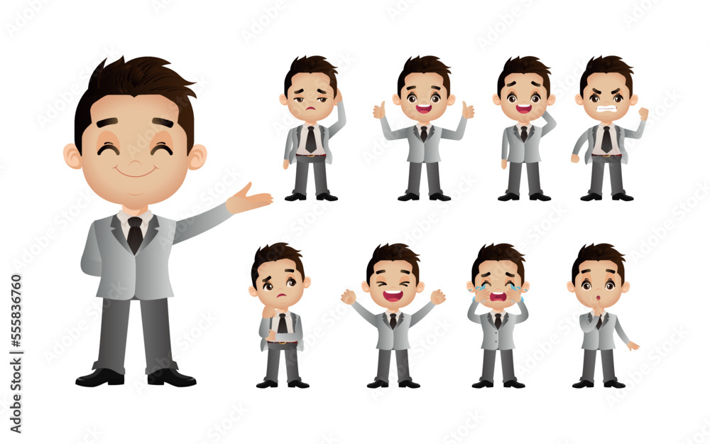 Cute Set - Set of business people with different emotion