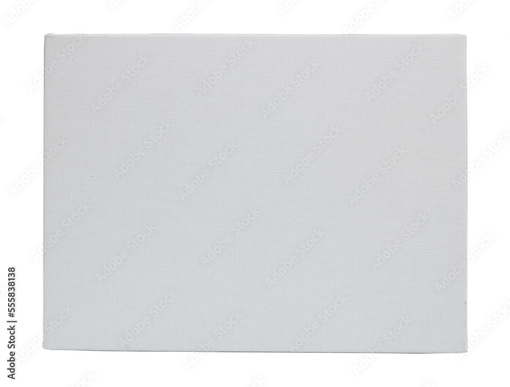 white primed canvas horizontal photo isolate. surface ready for painting. white canvas mockup
 - obrazy, fototapety, plakaty 