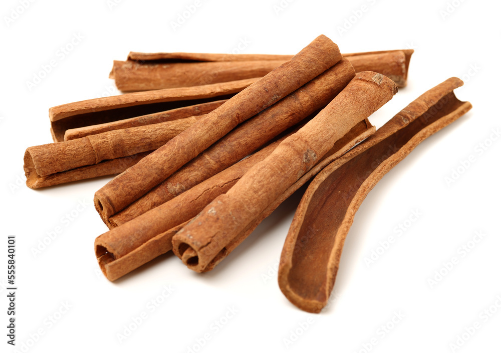 Cinnamon on a white background