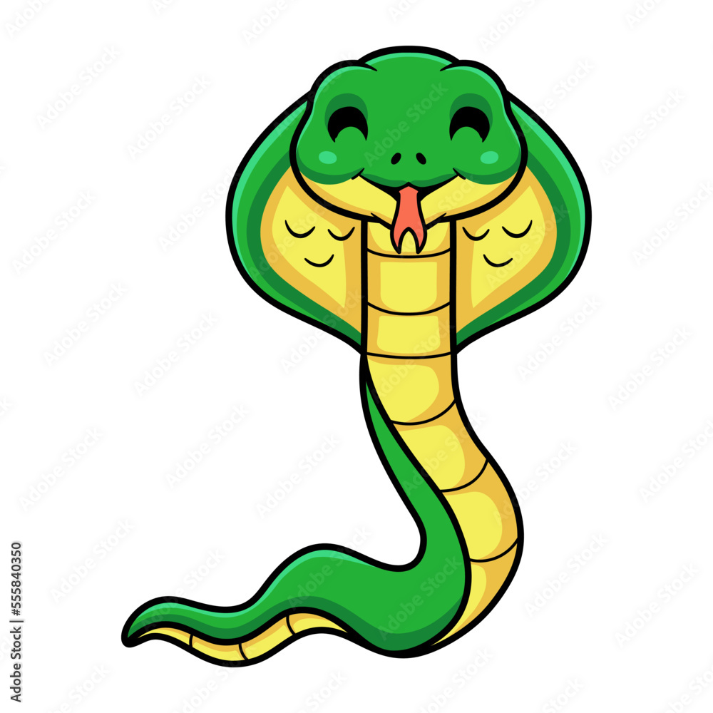 Fototapeta premium Cute little cobra snake cartoon