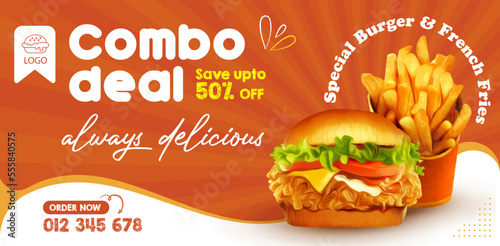 Delicious burger and food menu social media banner template