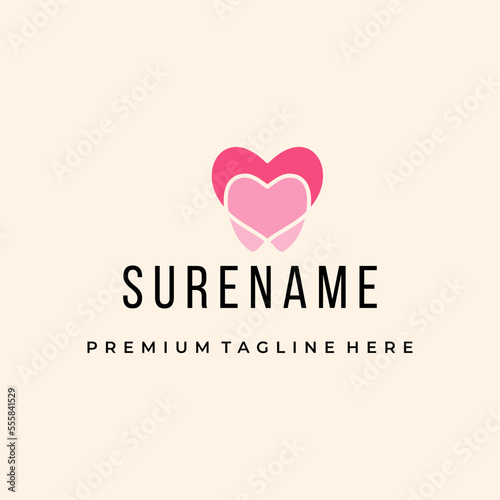 Abstract Dental love people health care logo design vector illustration custom logo design