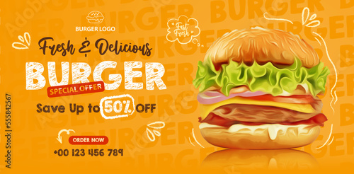 Delicious homemade beef burger banner ads