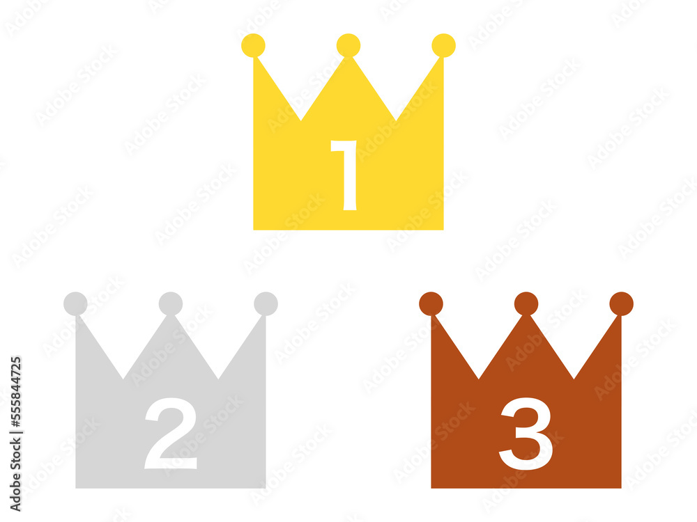1位2位3位フラット王冠アイコン