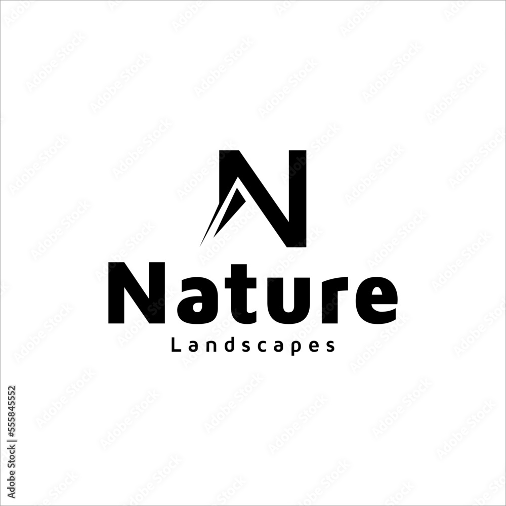 n logo design with mountain concept
