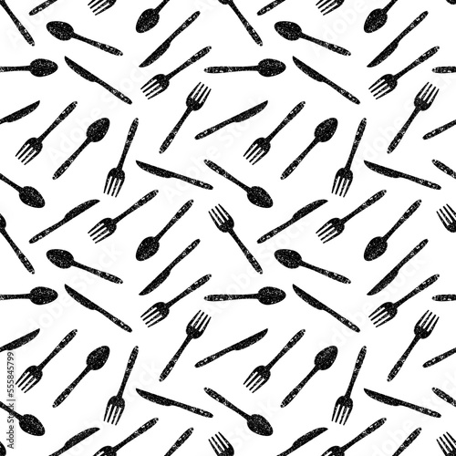 Seamless spoon and cutlery patterns for backgrounds, packaging, textures, fabric patterns, wallpapers, wall decorations for restaurants, cafes and other places to eat