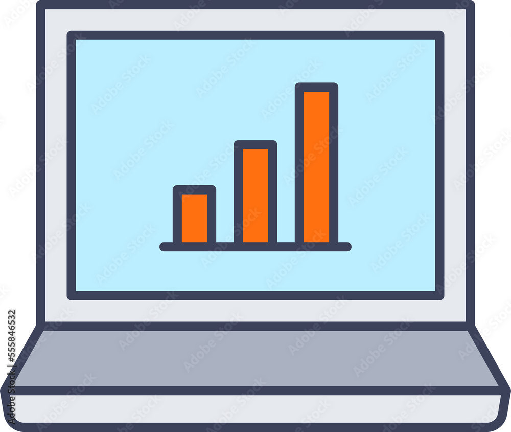 laptop computer and bar chart icon laptop computer and bar chart icon