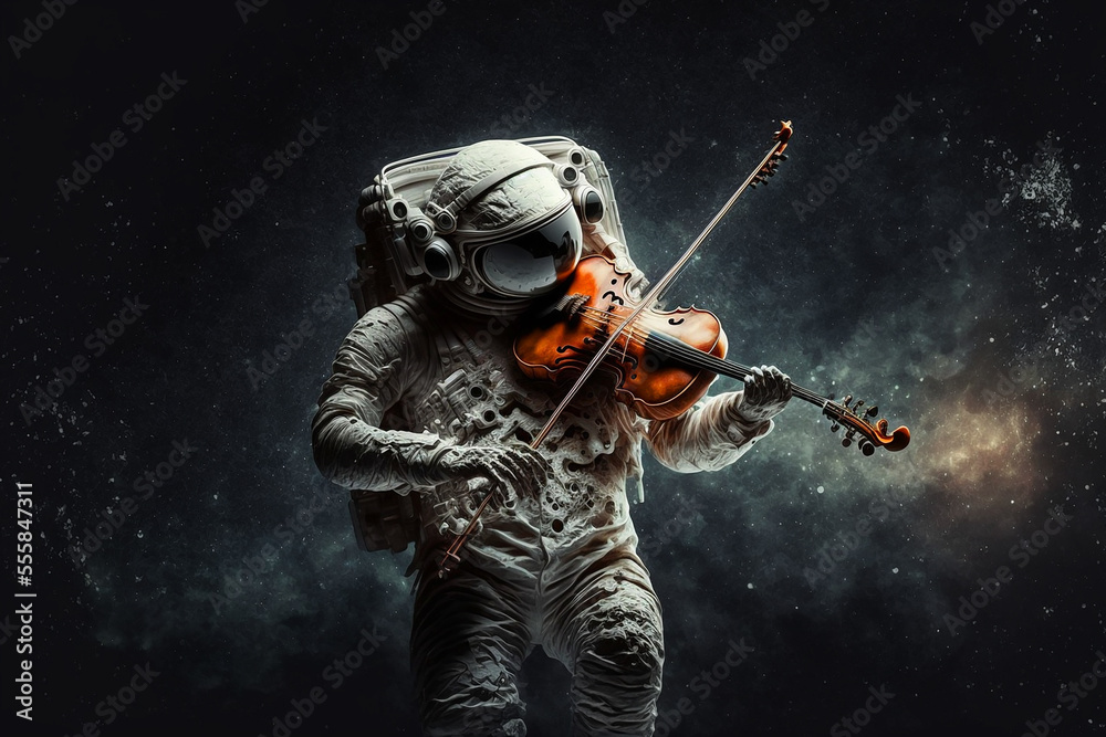 Fototapeta premium astronaut playing a violin Generative AI