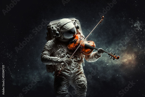 astronaut playing a violin Generative AI