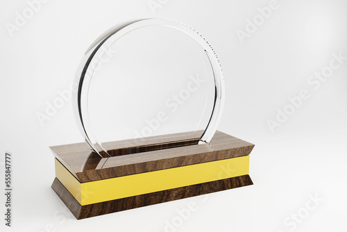 3D Rendering glass trophy or acrylic winner award realistic