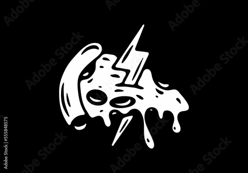 Illustration design of pizza and thunder tattoo