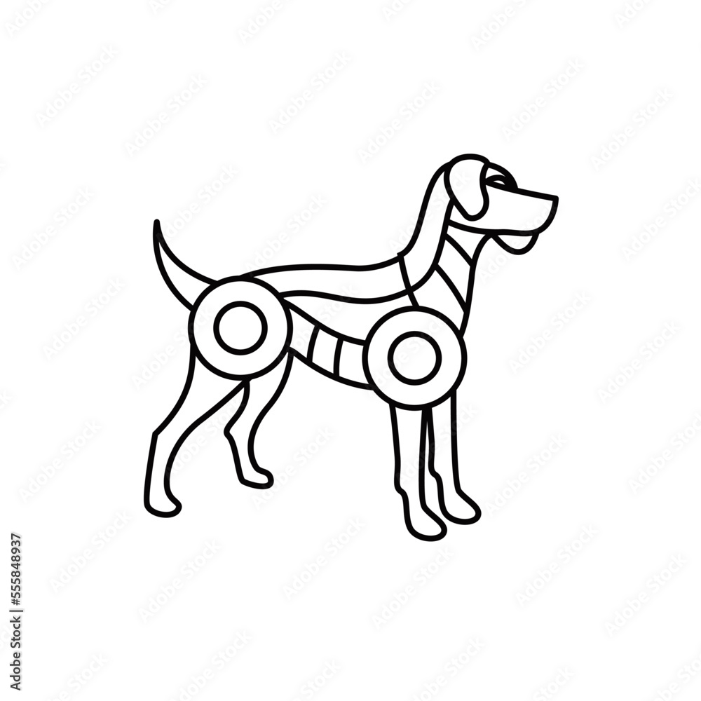 Robo Dog Robotic Line art Futuristic Animal logo vector