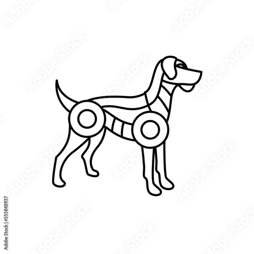 Robo Dog Robotic Line art Futuristic Animal logo vector