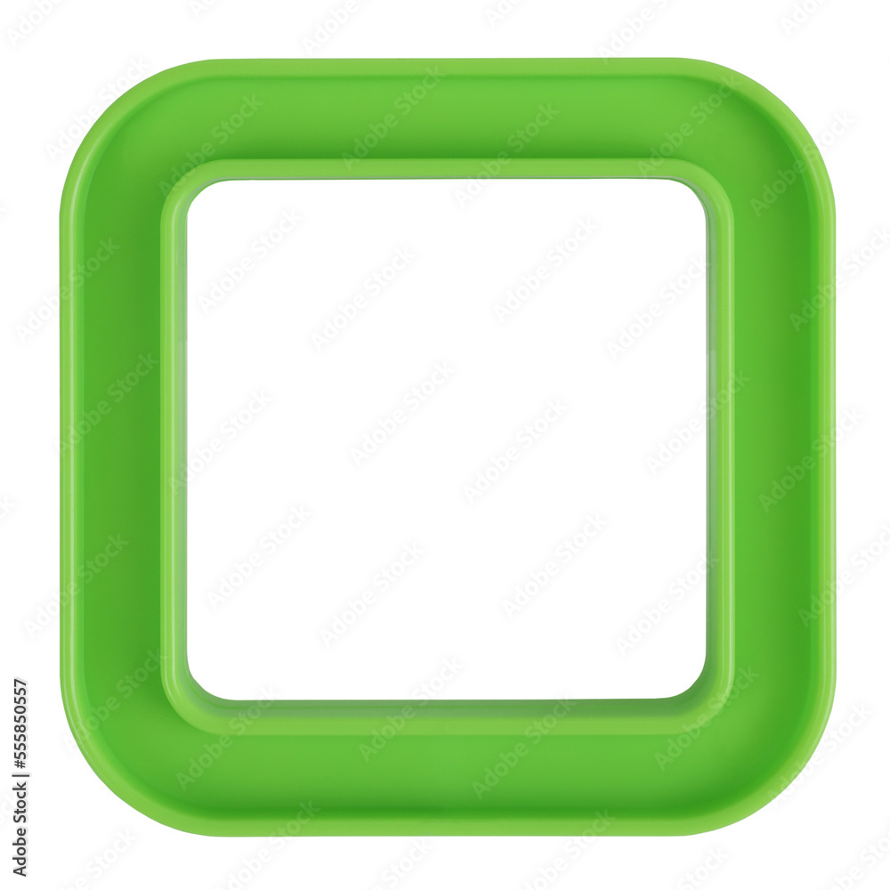 Green plastic square frame for picture blank isolated on white background. Trendy bright color frames concepts Green plastic square frame for picture blank isolated on white background. Trendy bright color frames concepts