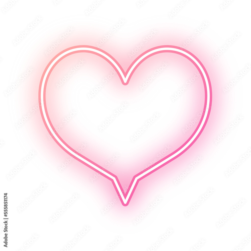 Neon speech bubble heart outline stroke