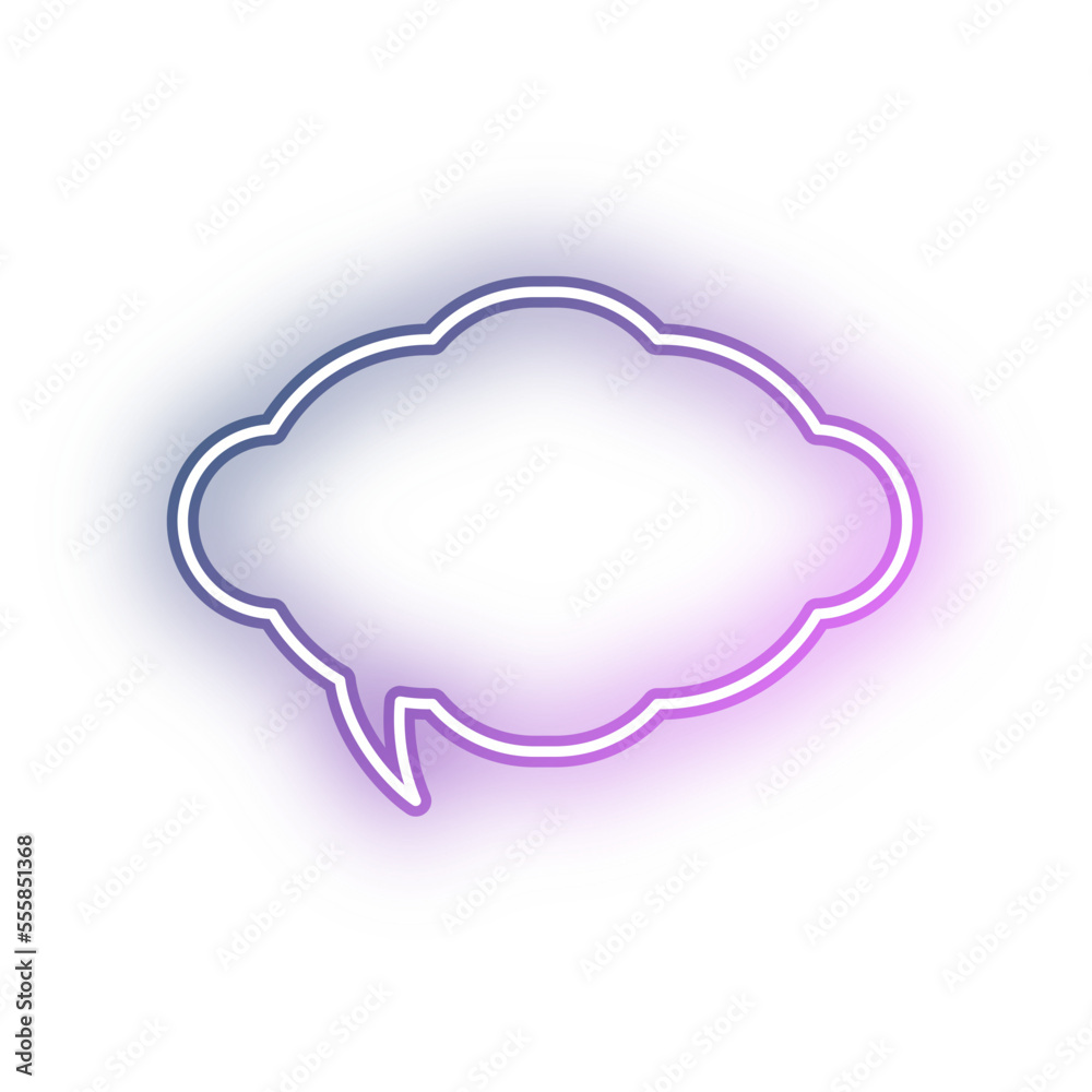 Fototapeta premium Neon speech bubble cloud outline stroke