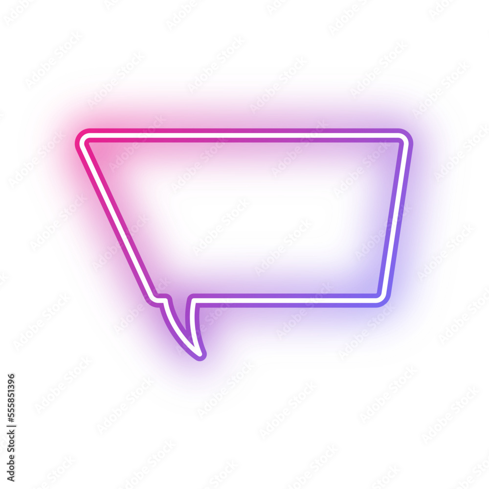 Neon speech bubble trapezoid outline stroke Neon speech bubble trapezoid outline stroke