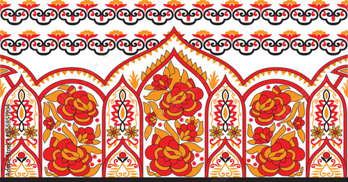 Seamless Traditional Border Beautiful Textile Designs, Seamless Ethnic Pattern