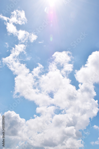 white clouds on a fresh blue sky with various shapes for anime or aesthetic backgrounds
