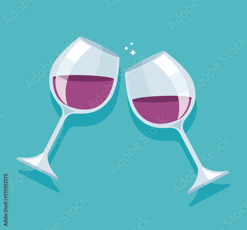 Cheers wine glasses vector illustration
