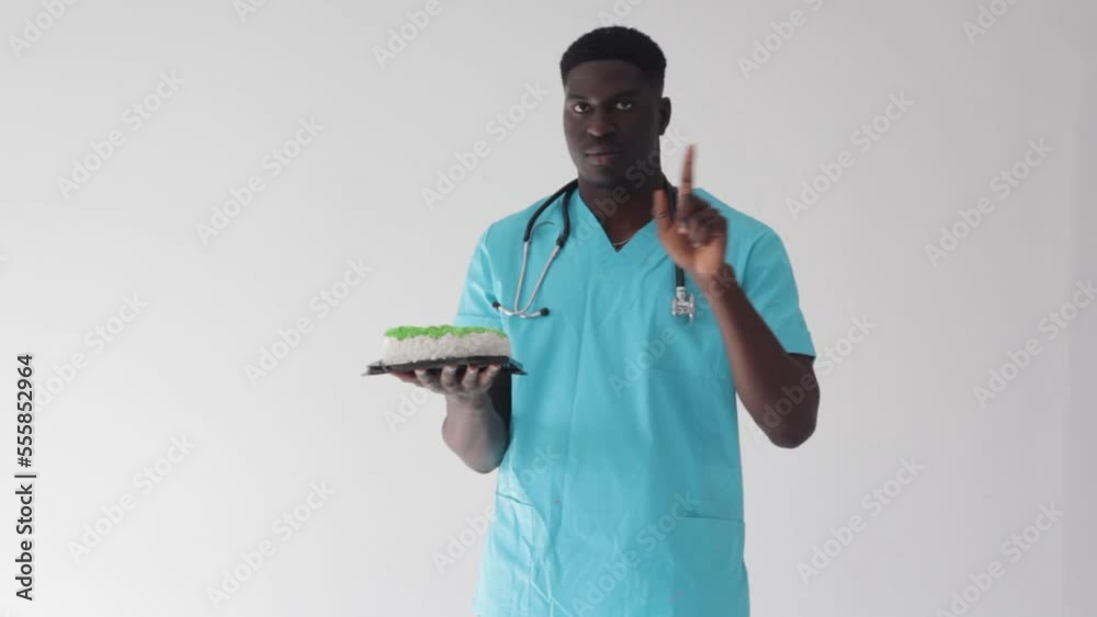 the doctor forbids eating sweet food. the concept of healthy eating. the doctor forbids eating sweet food. the concept of healthy eating.