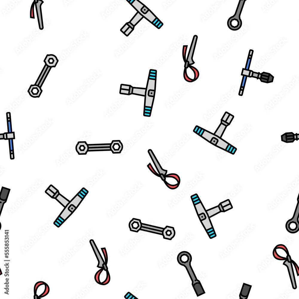 wrench tool spanner repair vector seamless pattern thin line illustration wrench tool spanner repair vector seamless pattern thin line illustration