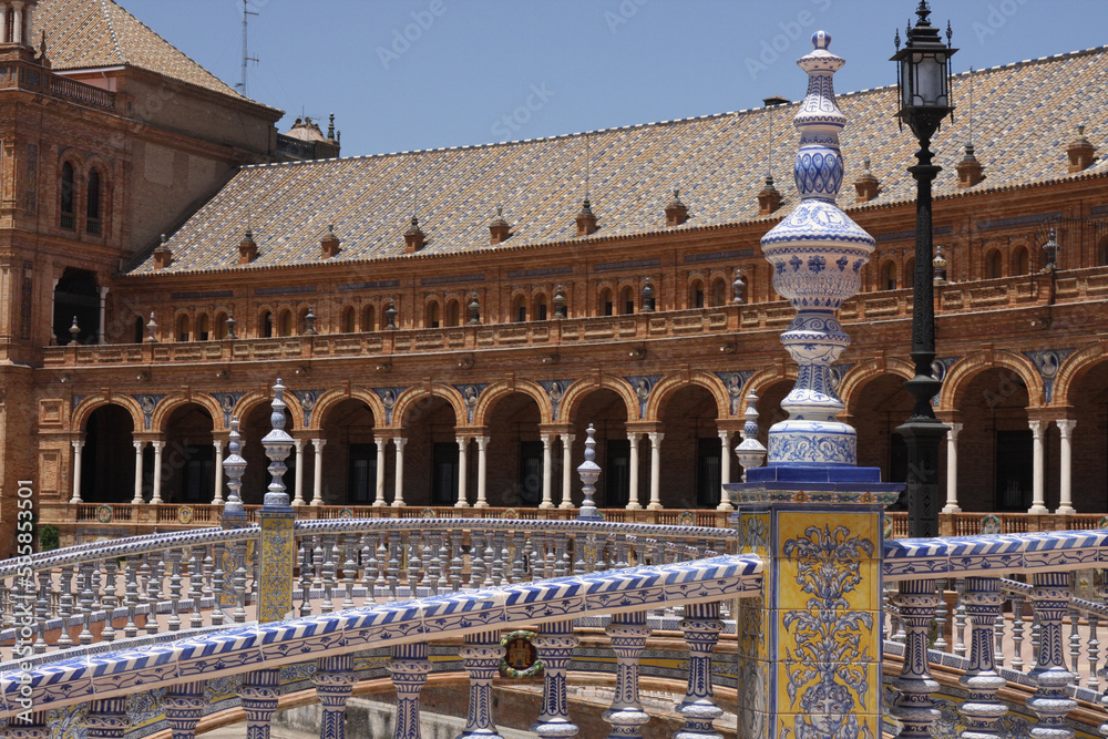 Fototapeta premium Fragments of the beautiful decorations of the Royal Palace Alcazar in Seville, Andalusia, Spain.