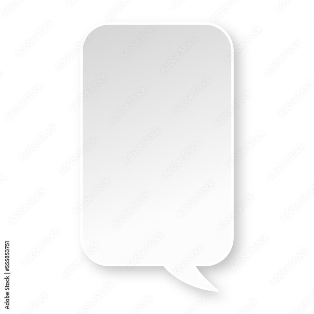 White vertical rectangle speech bubble with soft shadow White vertical rectangle speech bubble with soft shadow