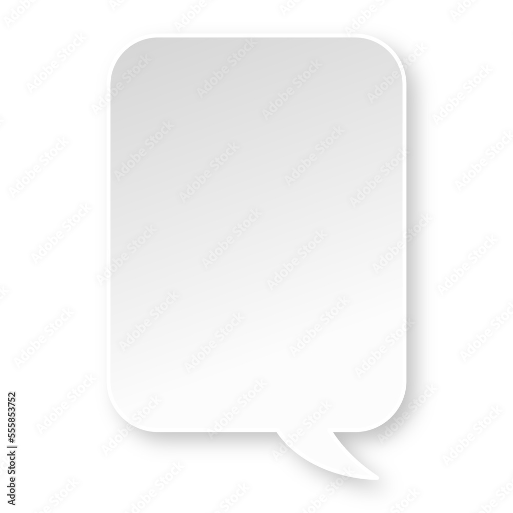 White vertical rectangle speech bubble with soft shadow White vertical rectangle speech bubble with soft shadow