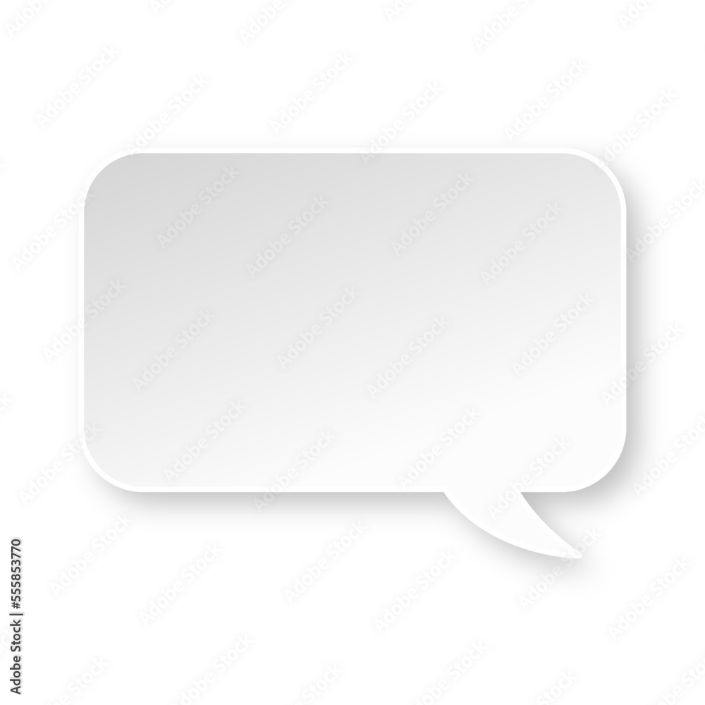 White rounded rectangle speech bubble with soft shadow White rounded rectangle speech bubble with soft shadow