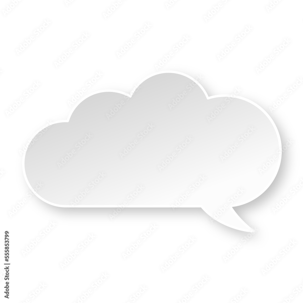 White cloud speech bubble with soft shadow White cloud speech bubble with soft shadow
