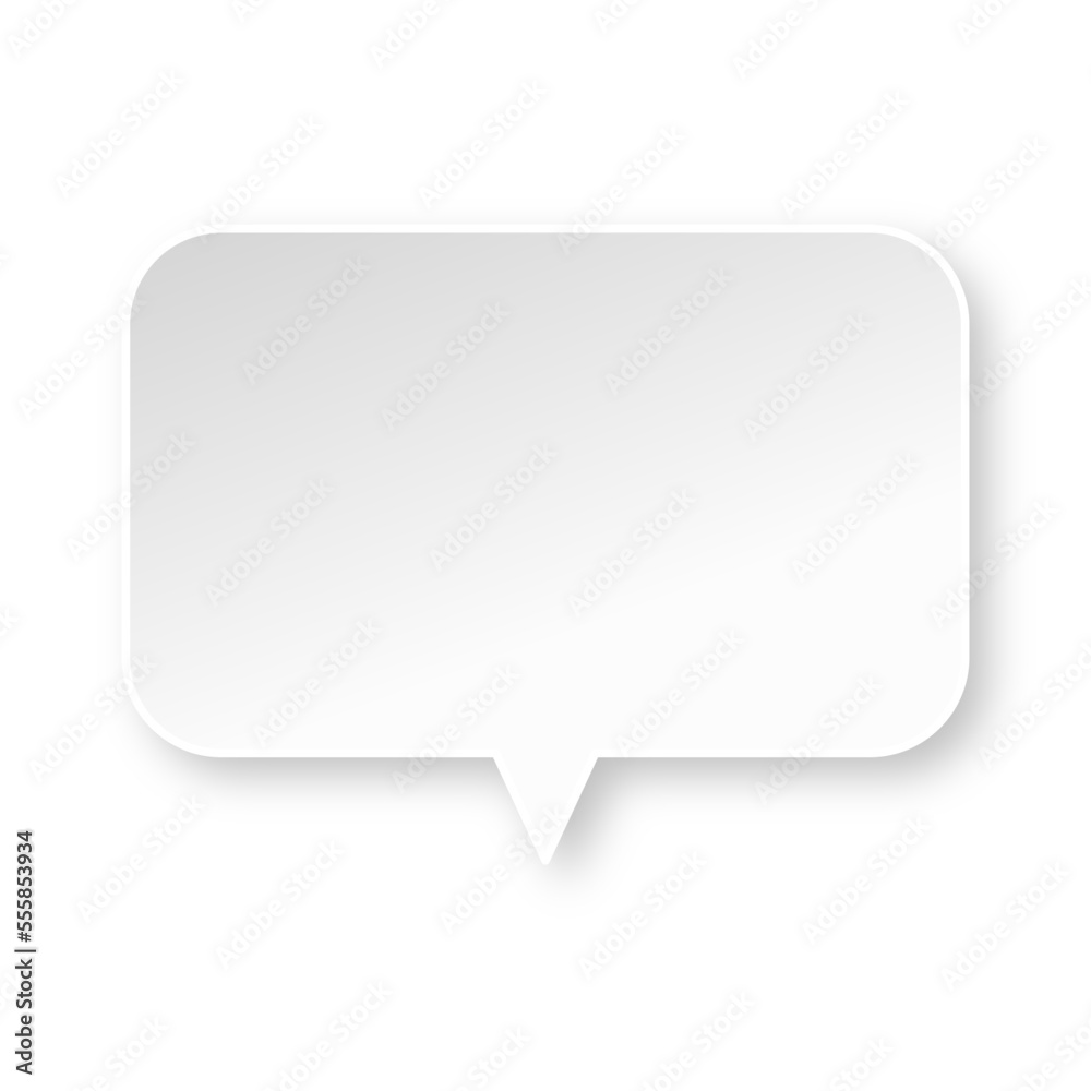 White rounded rectangle speech bubble with soft shadow White rounded rectangle speech bubble with soft shadow