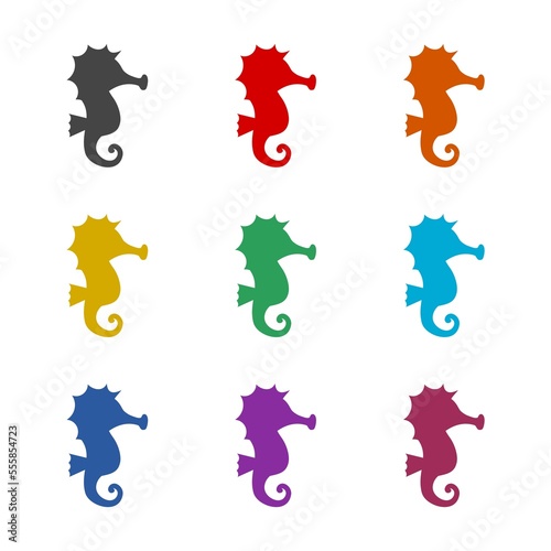 Sea horse icon isolated on white background. Set icons colorful