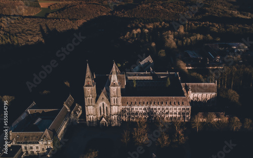 Aerial view of Maredsous Abbey, in Wallonia, Belgium photo