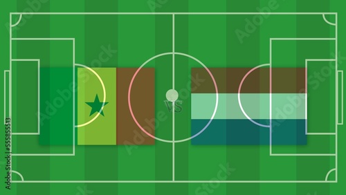 Senegal vs Netherlands Football Match Design Element on Football field © yurchello108