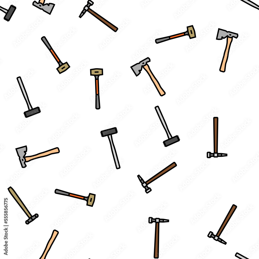 hammer tool construction vector seamless pattern thin line illustration hammer tool construction vector seamless pattern thin line illustration