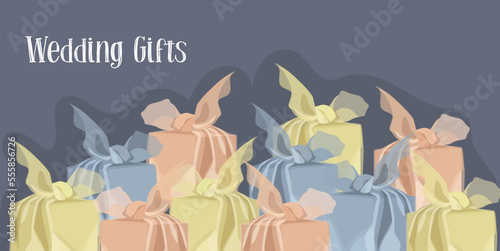 A gift package in honor of Korean traditional holidays  Lunar New Year and Chusok. Vector illustration of the concept of a gift for a festive event. Wedding Gifts