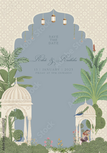 Print op canvas Mughal Wedding Card Design