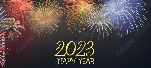 New year 2023, Happy new year banner, New year 2023 background design for design.