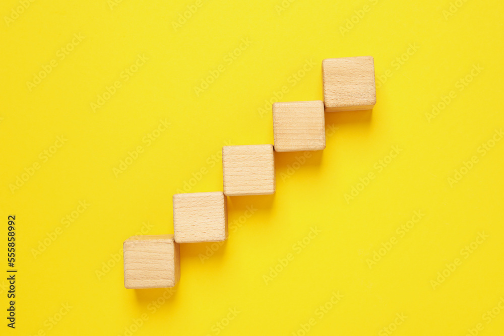 Blank wooden cubes for different concepts, top view
