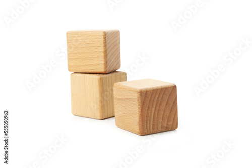 Blank wooden cubes for different concepts  isolated on white background
