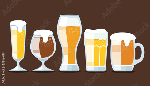 group of beers glasses vector illustration
