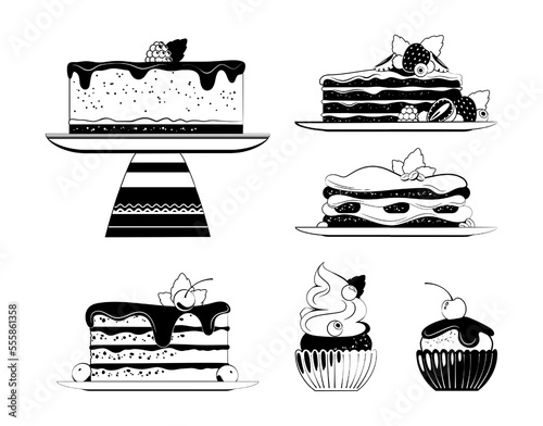 Drawing Desserts Outline Set