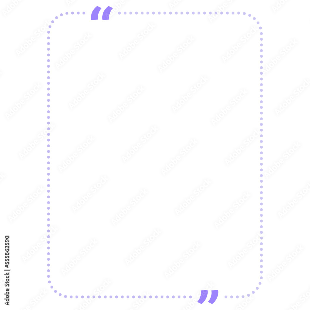 Quote box frame purple dotted line vertical rectangle