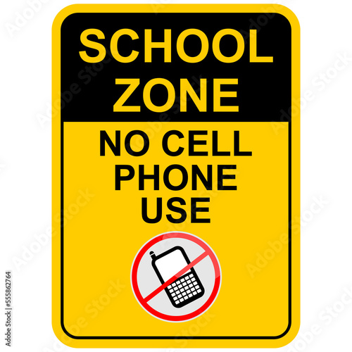 School Zone, no phone use, sign vector
